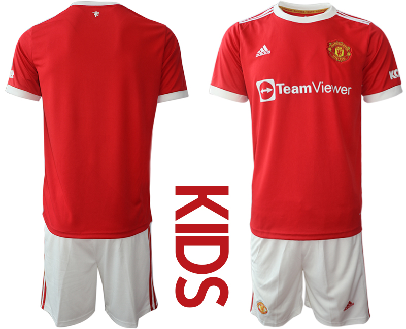 Youth 2021-2022 Club Manchester United home red blank Soccer Jersey->youth soccer jersey->Youth Jersey